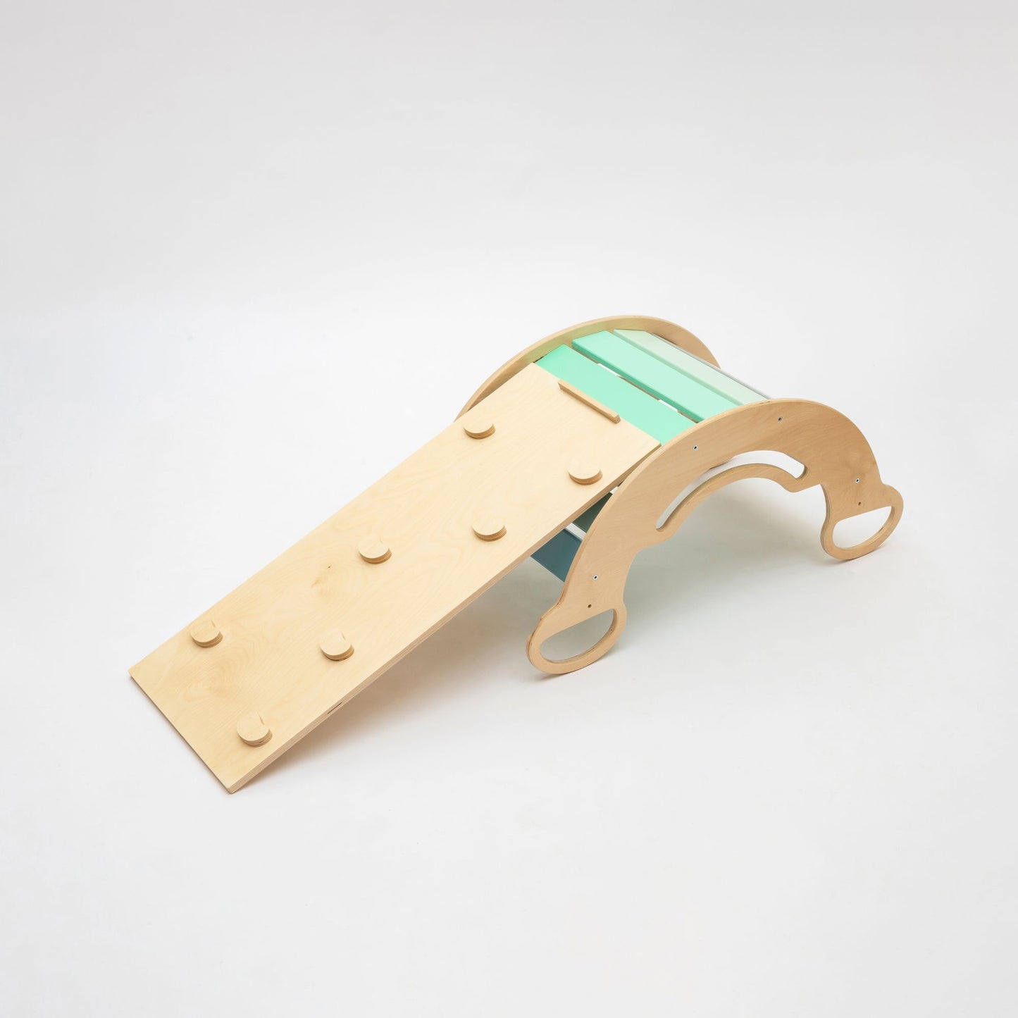 Kletterdreieck und Bogenwippe + 2x Rutsche SET | Mint