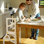 2in1 Lernturm mit Tisch - Baum - Design - Grau - Juniorito