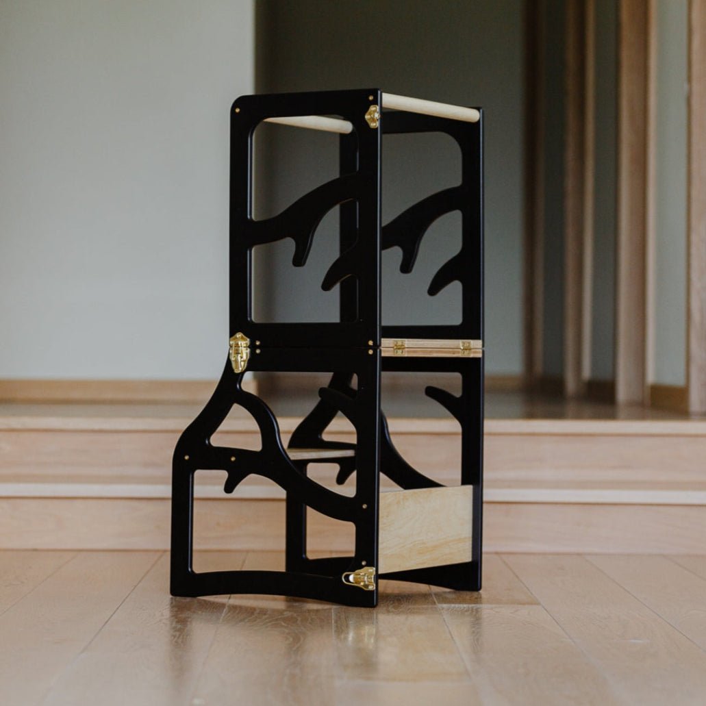 2in1 Lernturm mit Tisch - Baum - Design - Schwarz - Juniorito