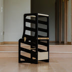 2in1 Lernturm mit Tisch - Streifen - Design - Schwarz - Juniorito