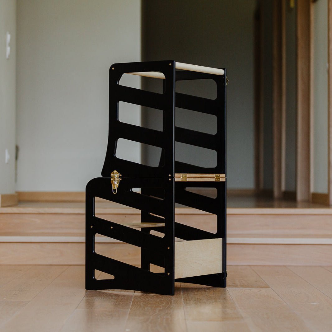 2in1 Lernturm mit Tisch - Streifen - Design - Schwarz - Juniorito