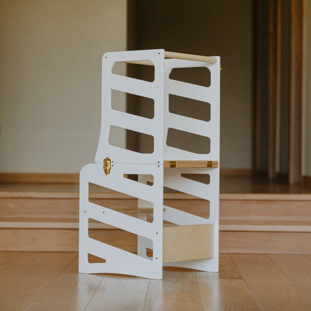 2in1 Lernturm mit Tisch - Streifen - Design - Weiß - Juniorito