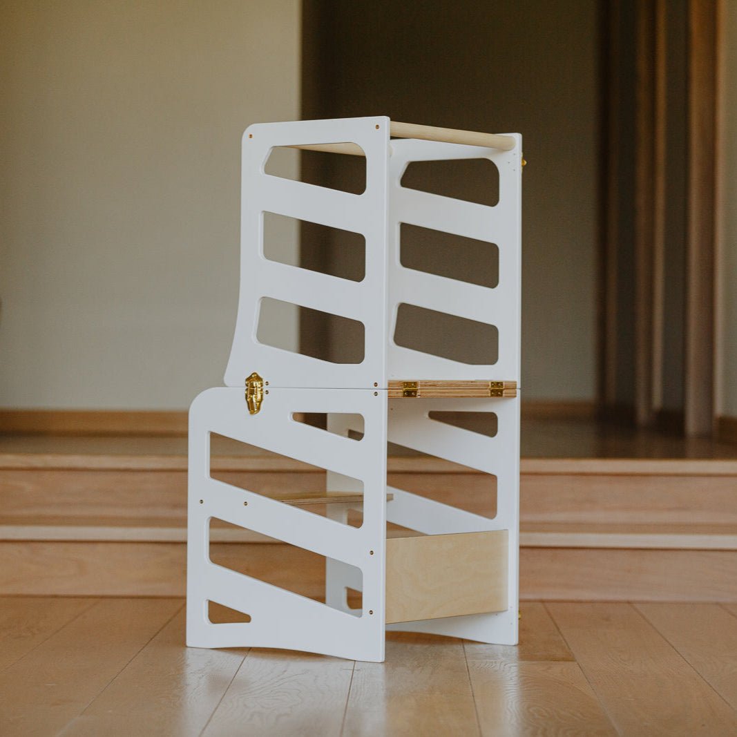 2in1 Lernturm mit Tisch - Streifen - Design - Weiß - Juniorito