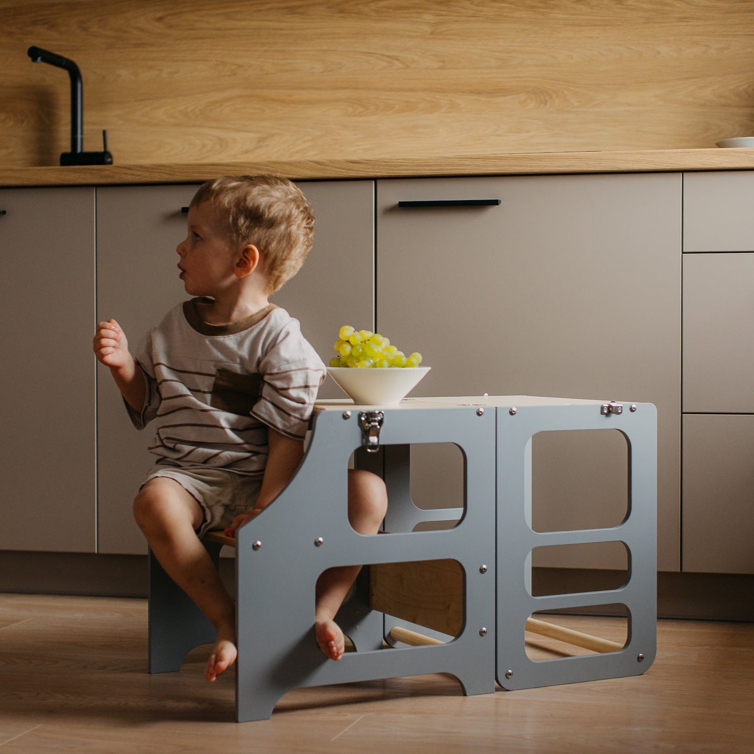 2in1 Lernturm und Tisch - Klarlack - Juniorito