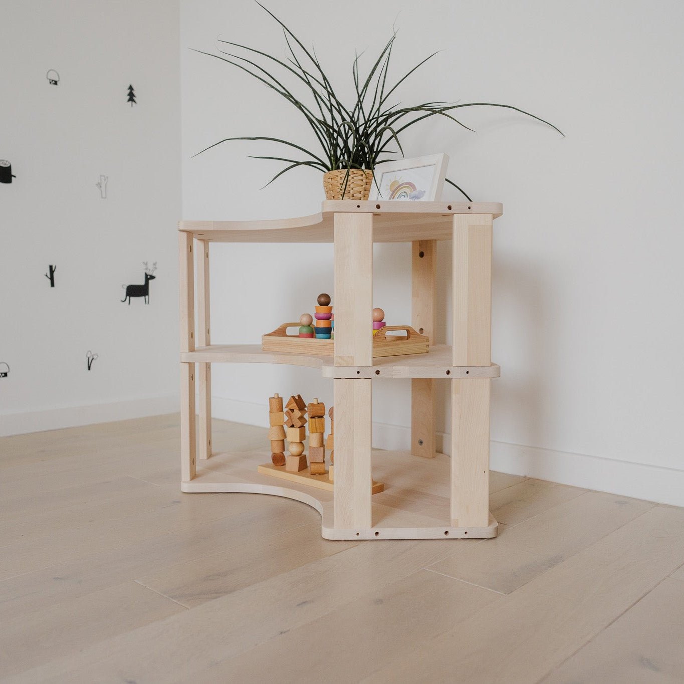 3 - stöckiges Eckregal für Kinder - Natur | MODURA - Klares Öl - Juniorito