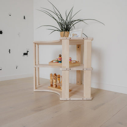 3 - stöckiges Eckregal für Kinder - Natur | MODURA - Klares Öl - Juniorito