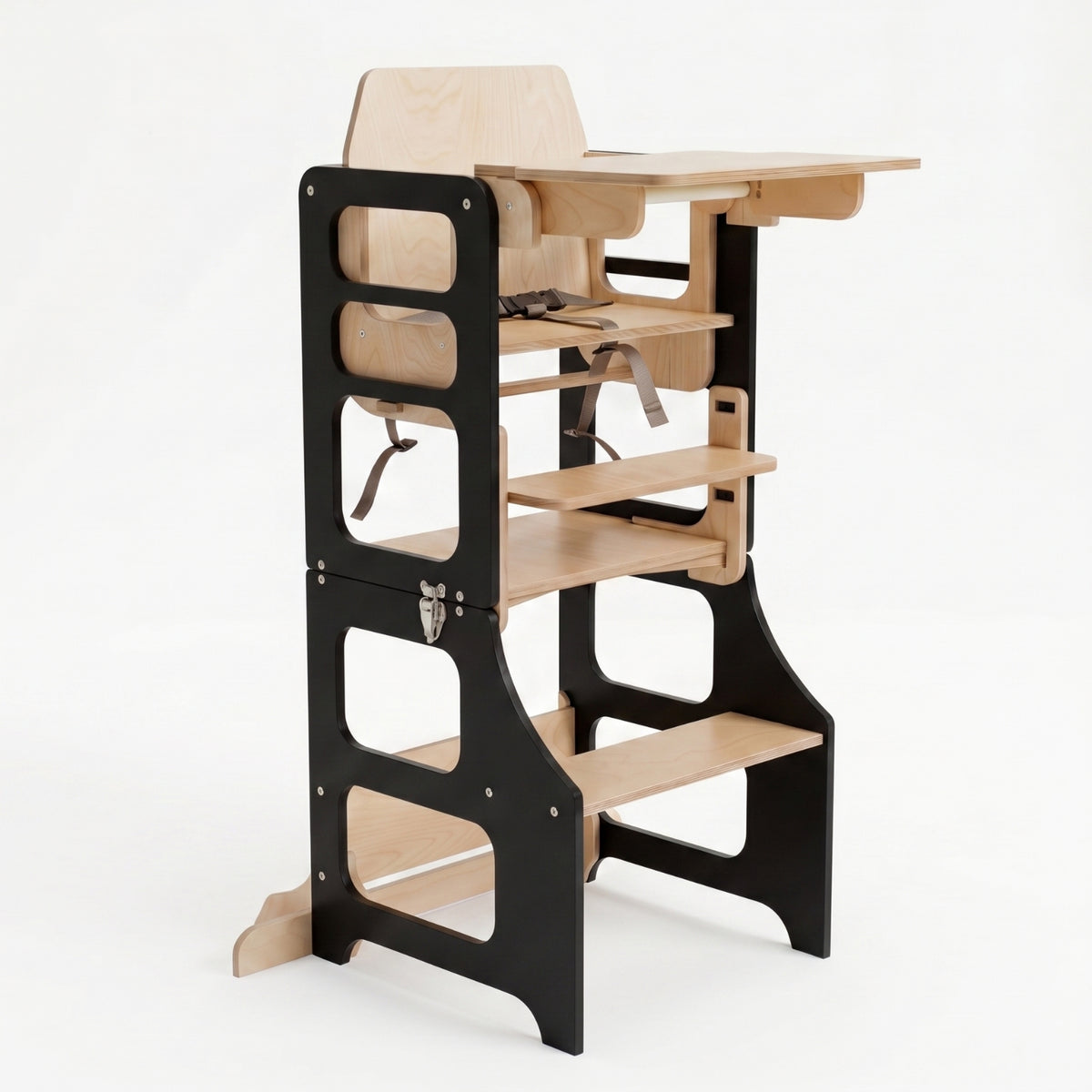 var:schwarz-lernturm-hochstuhl / 4in1 Lernturm mit Hochstuhl für Kinder in schwarz - Freisteller