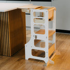 3in1 Lernturm mit Hochstuhl & Tisch - Klarlack - Juniorito