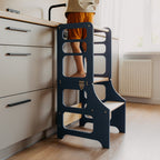 3in1 Lernturm mit Hochstuhl & Tisch - Klarlack - Juniorito