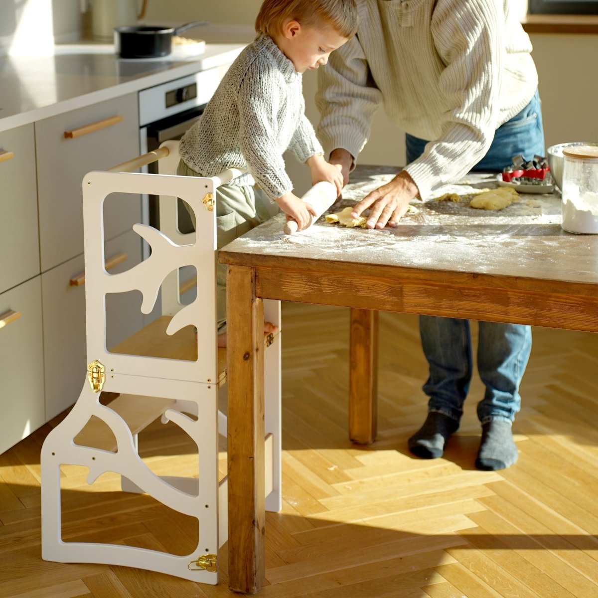 3in1 Lernturm mit Rutsche & Tisch - Baum - Design - Klarlack - Juniorito