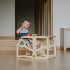 3in1 Lernturm mit Rutsche & Tisch - Baum - Design - Klarlack - Juniorito