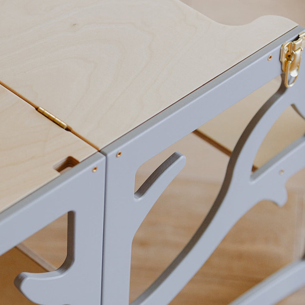 3in1 Lernturm mit Rutsche & Tisch - Baum - Design - Klarlack - Juniorito