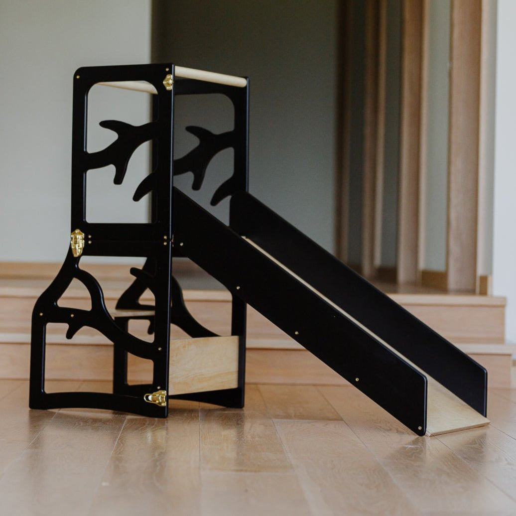 3in1 Lernturm mit Rutsche & Tisch - Baum - Design - Schwarz - Juniorito