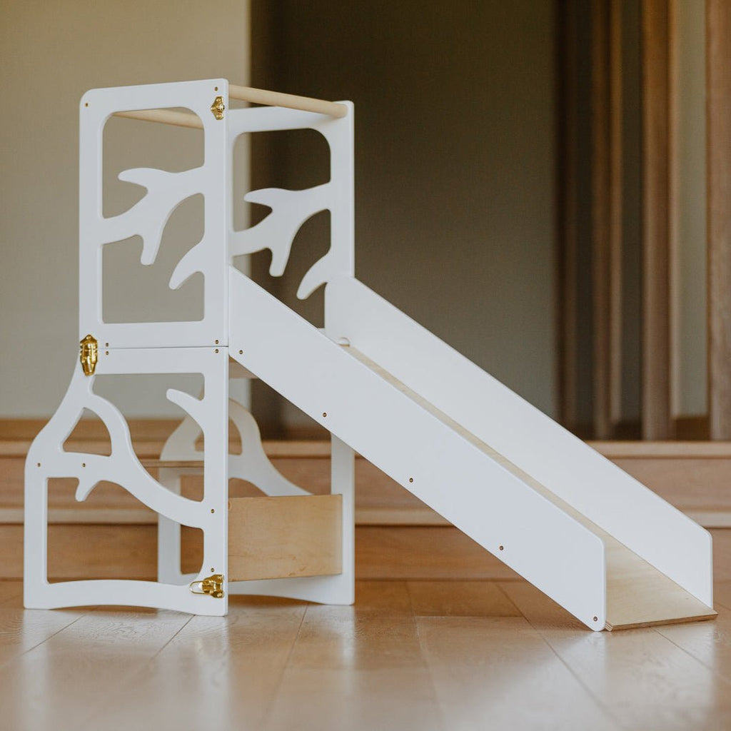 3in1 Lernturm mit Rutsche & Tisch - Baum - Design - Weiß - Juniorito