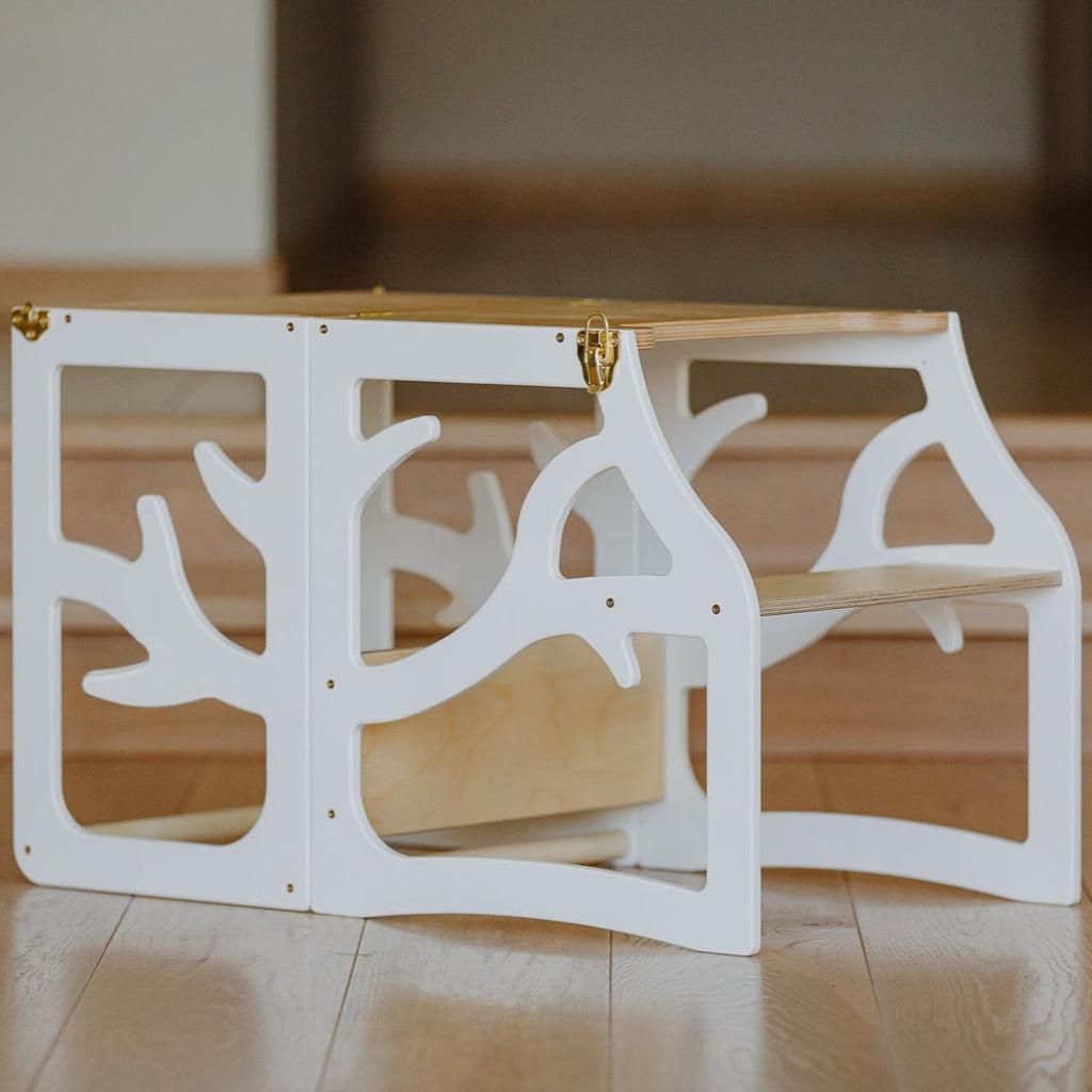 3in1 Lernturm mit Rutsche & Tisch - Baum - Design - Weiß - Juniorito