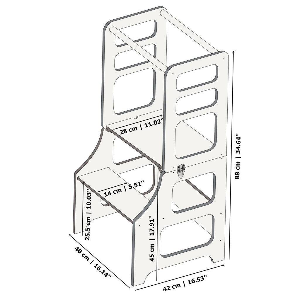 3in1 Lernturm mit Rutsche & Tisch - Klarlack - Juniorito