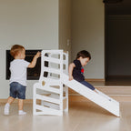 3in1 Lernturm mit Rutsche & Tisch - Streifen - Design - Klarlack - Juniorito