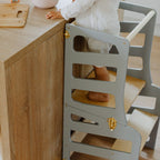 3in1 Lernturm mit Rutsche & Tisch - Streifen - Design - Klarlack - Juniorito