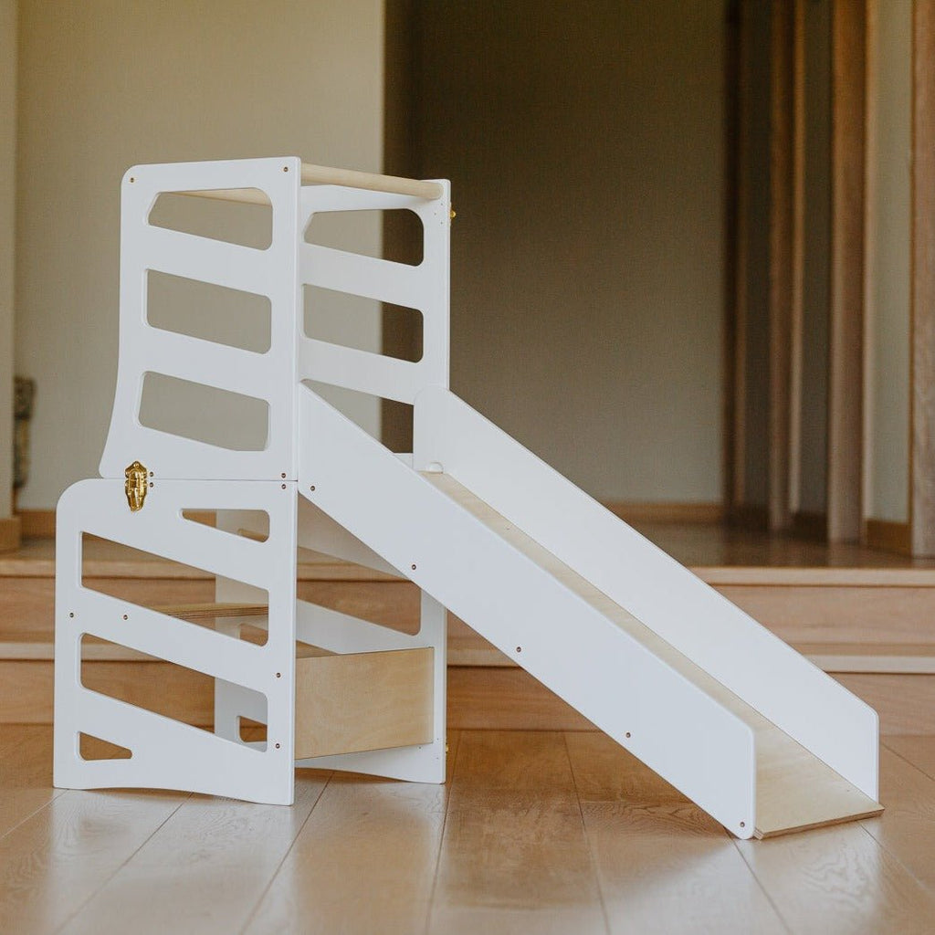 3in1 Lernturm mit Rutsche & Tisch - Streifen - Design - Weiß - Juniorito