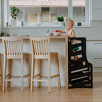 3in1 Lernturm mit Tisch & Tritthocker - Streifen - Design - Schwarz - Juniorito