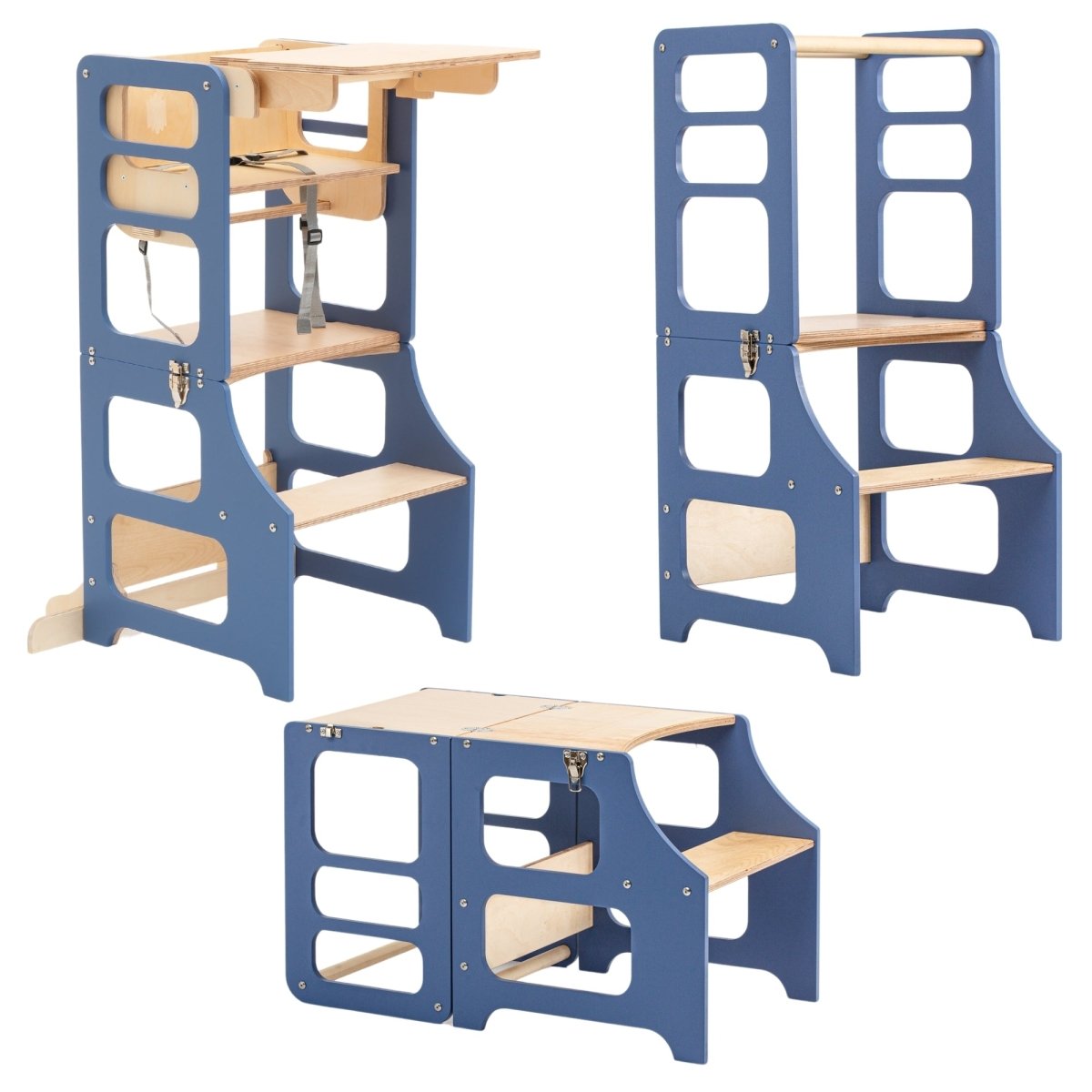 4in1 Lernturm - Blau - mit Hochstuhl Add - On - Juniorito