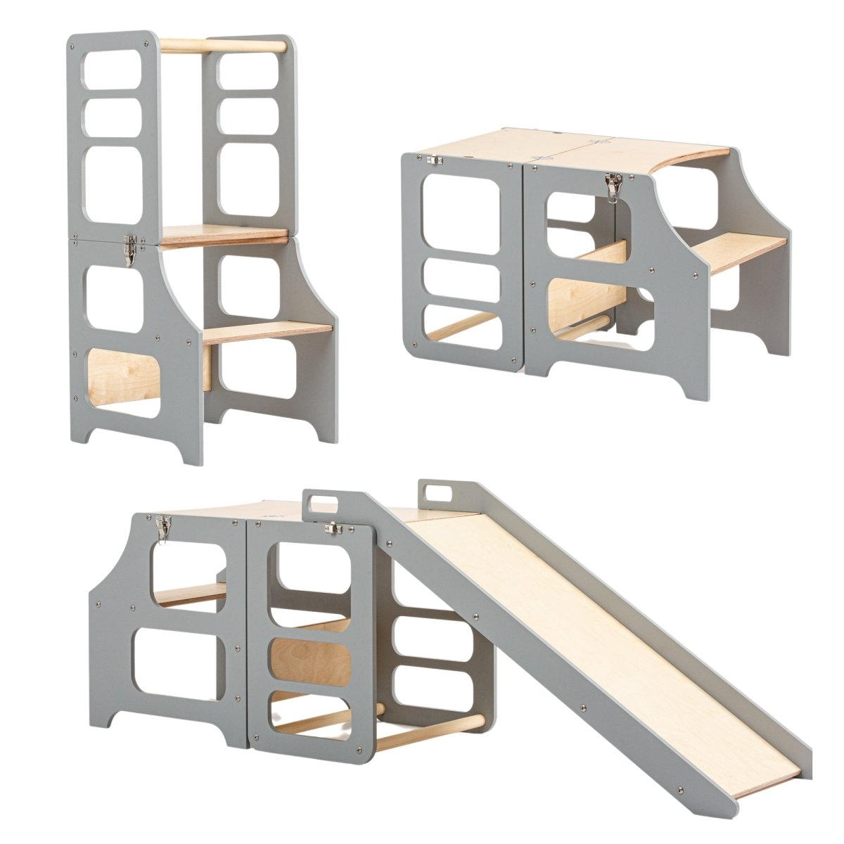4in1 Lernturm - Grau - mit Rutsche - Juniorito