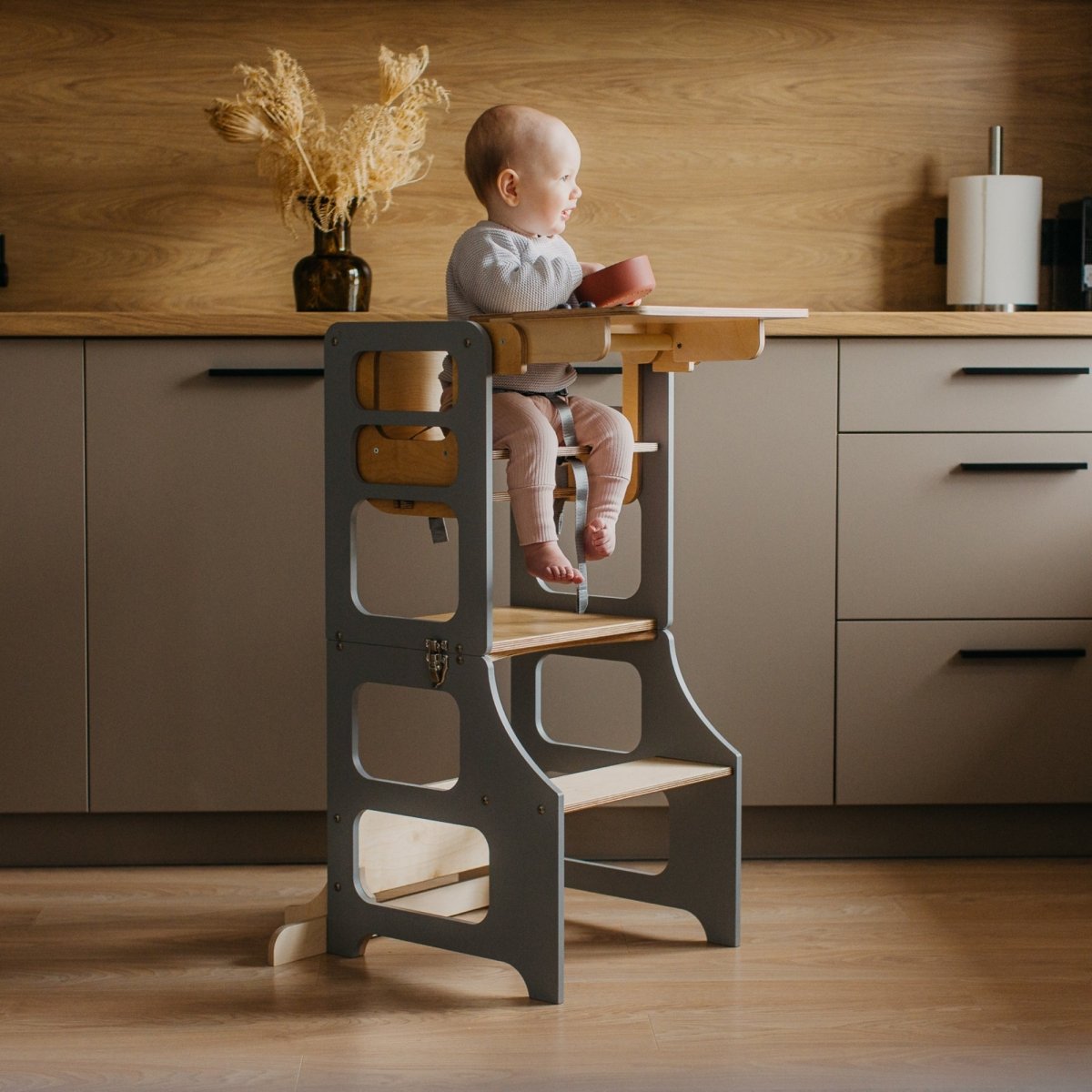 4in1 Lernturm - Klarlack - Nur Lernturm/Kindertisch - Juniorito