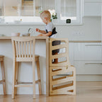 4in1 Lernturm mit Tisch, Rutsche & Tritthocker - Streifen - Design - Grau - Juniorito