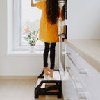 4in1 Lernturm mit Tisch, Rutsche & Tritthocker - Streifen - Design - Schwarz - Juniorito