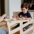 4in1 Lernturm mit Tisch, Rutsche & Tritthocker - Streifen - Design - Weiß - Juniorito