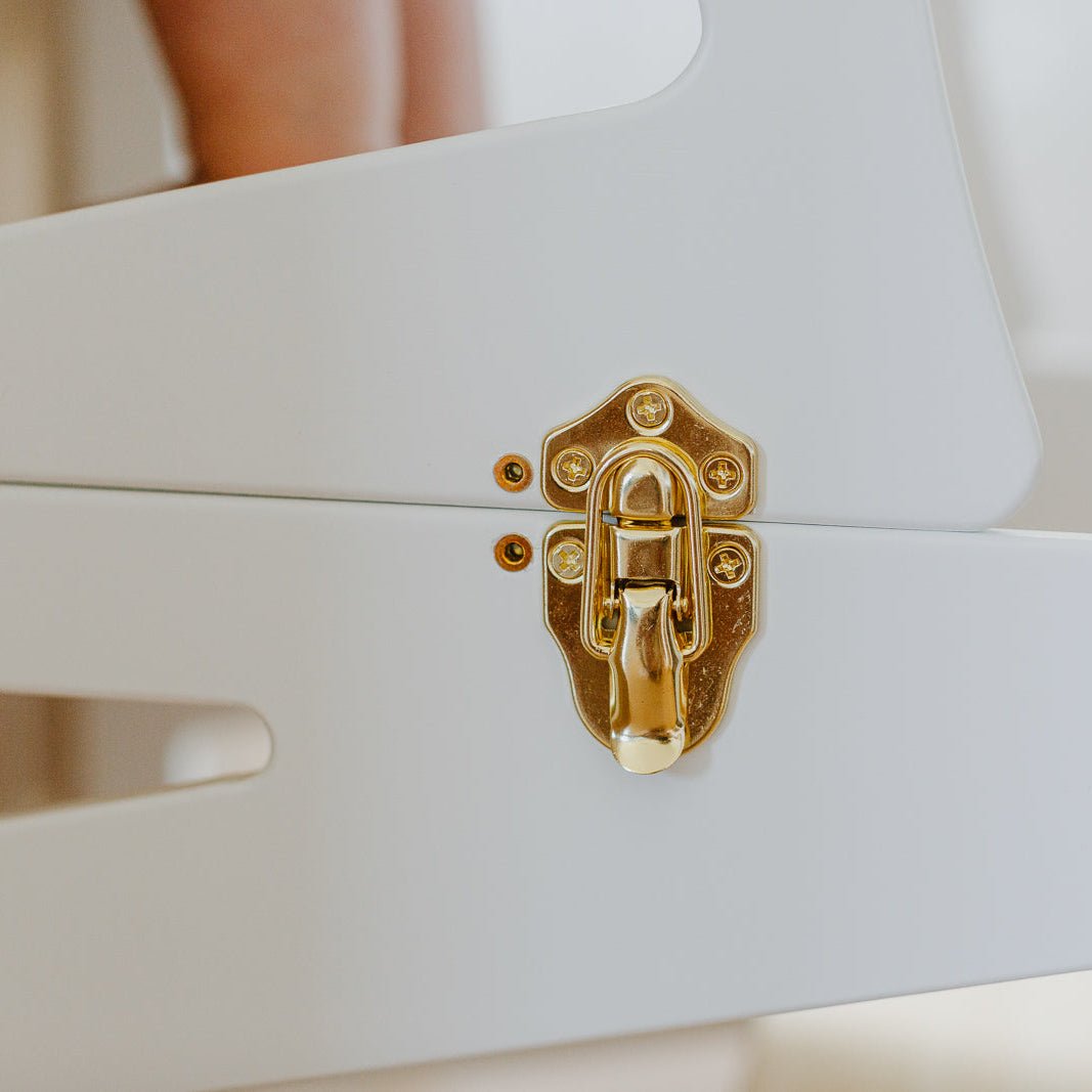 4in1 Lernturm mit Tisch, Rutsche & Tritthocker - Streifen - Design - Weiß - Juniorito