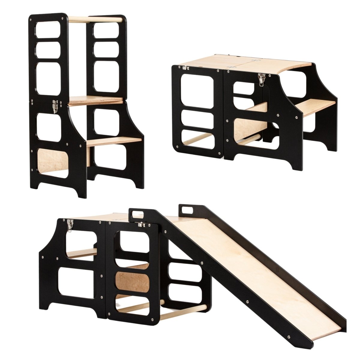 4in1 Lernturm - Schwarz - mit Rutsche - Juniorito