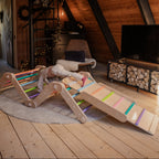 Verstellbares Kletterdreieck mit 2in1-Rutsche | Bunt