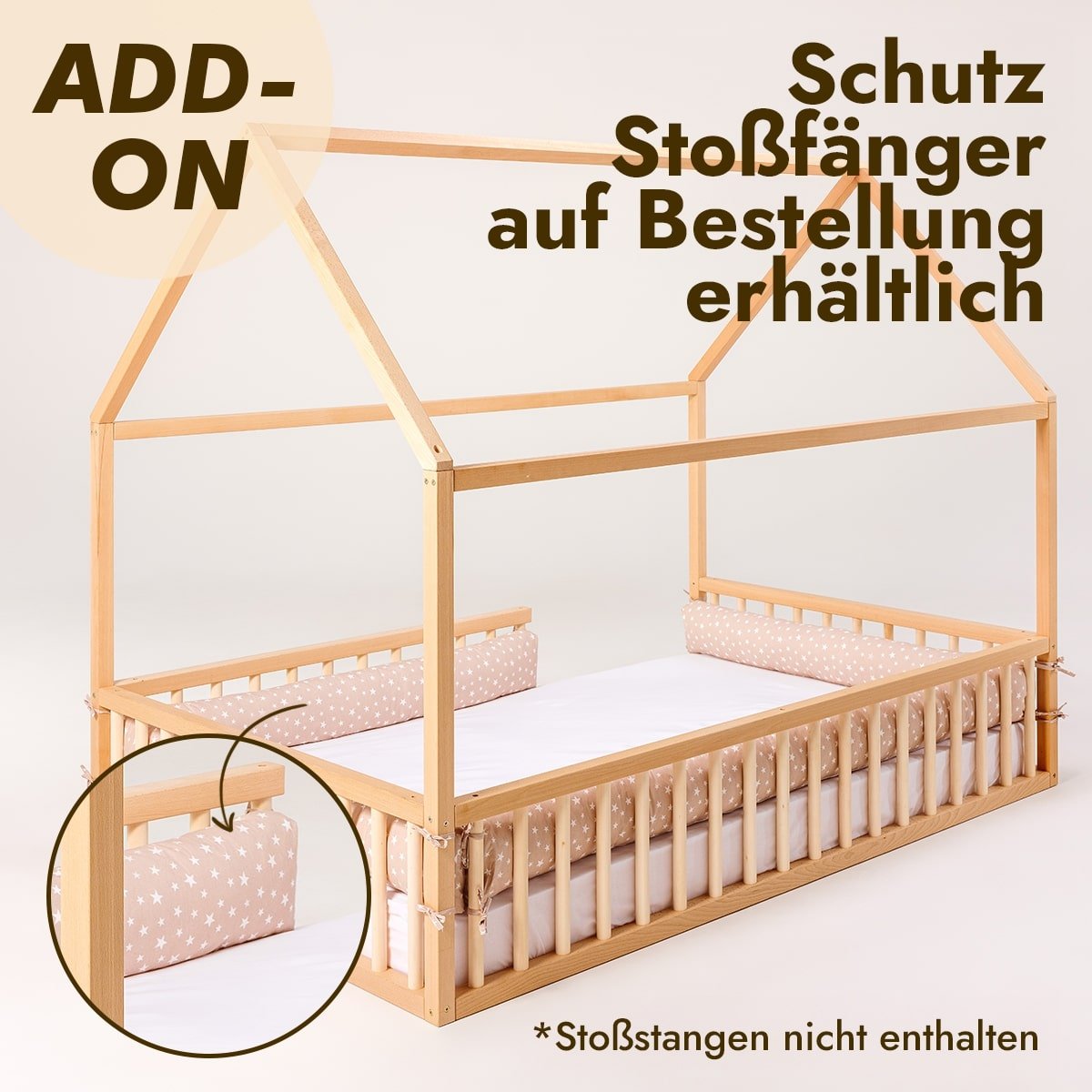 Hausbett aus Hartholz – 200x120 / 190x90 cm