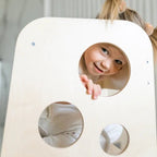 Höhenverstellbarer 2in1 Lernturm - Unbehandelt - mit Gravur - Juniorito