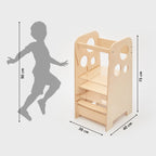 Höhenverstellbarer 2in1 Lernturm - Unbehandelt - mit Gravur - Juniorito