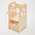 Höhenverstellbarer 2in1 Lernturm - Unbehandelt - mit Gravur - Juniorito