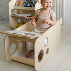 Höhenverstellbarer 2in1 Lernturm - Unbehandelt - ohne Gravur - Juniorito