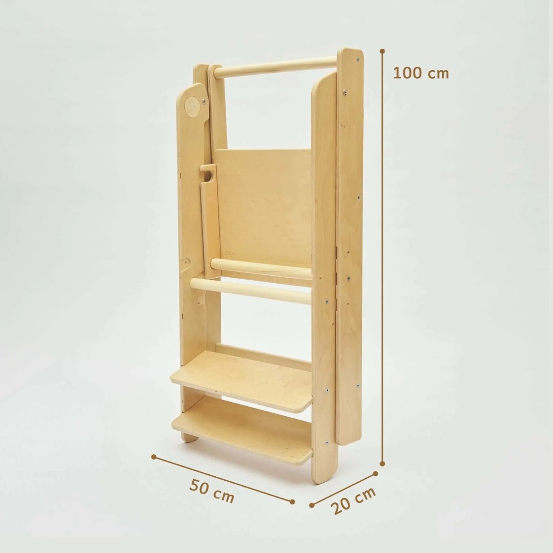 Infografik mit Angaben zu den Maßen des zusammengeklappten Lernturmes
