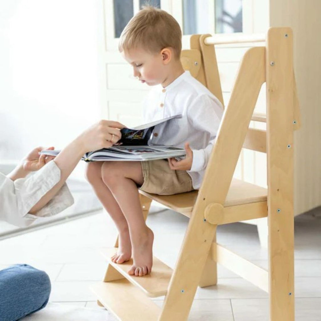 Klappbarer Lernturm - Unbehandelt - ohne Gravur - Juniorito