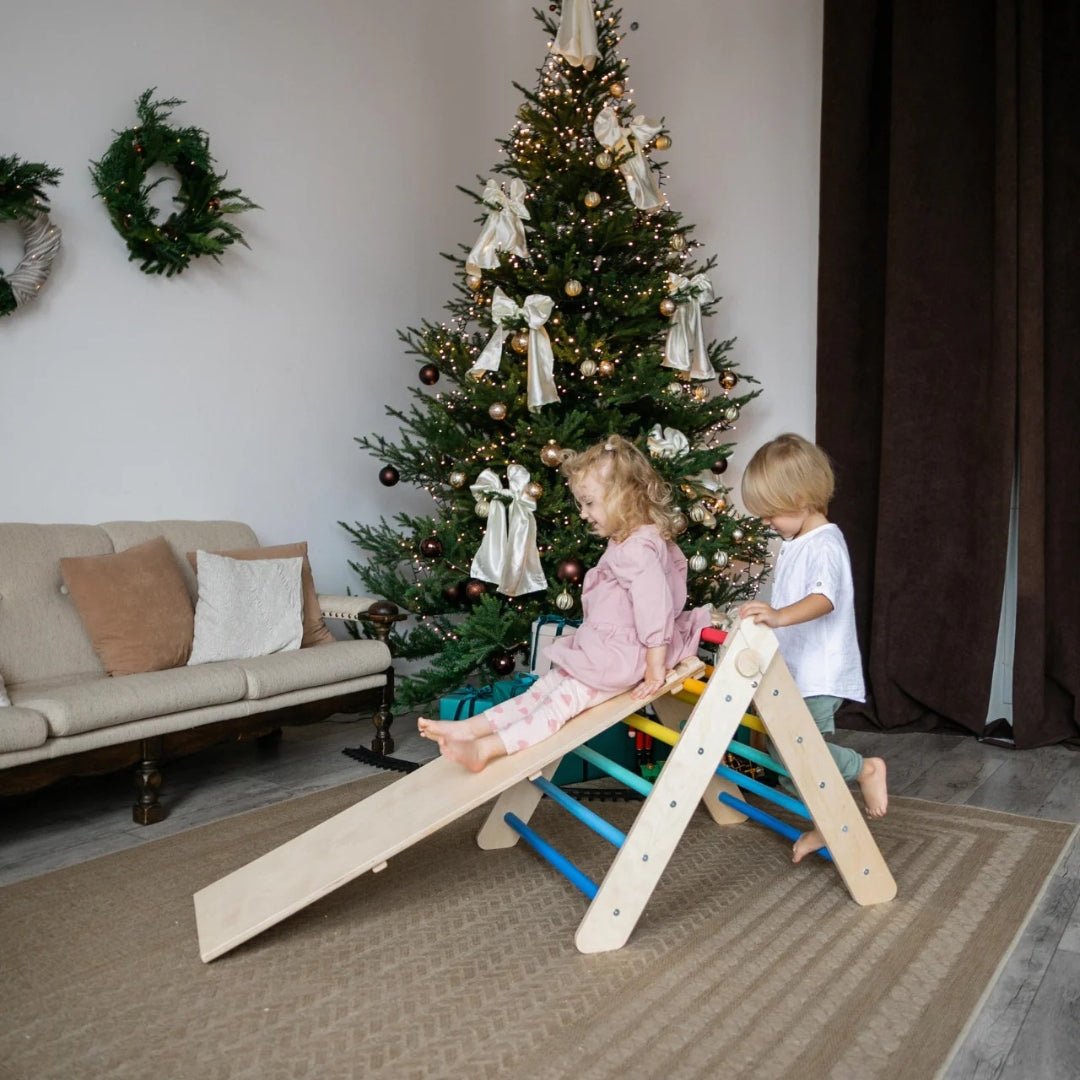 Klappbares Pikler Dreieck + Rutsche | Bunt - Juniorito