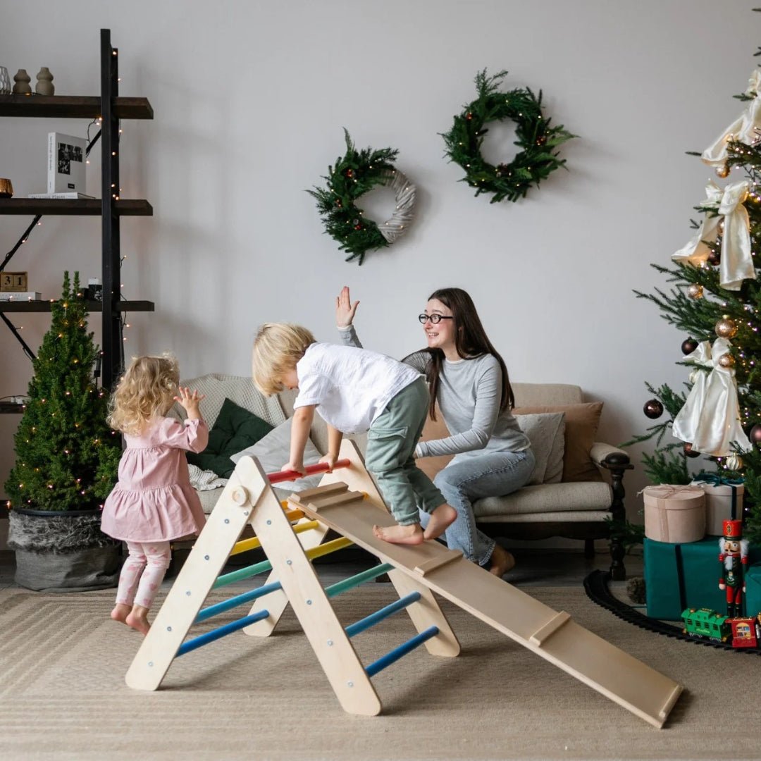 Klappbares Pikler Dreieck + Rutsche | Bunt - Juniorito