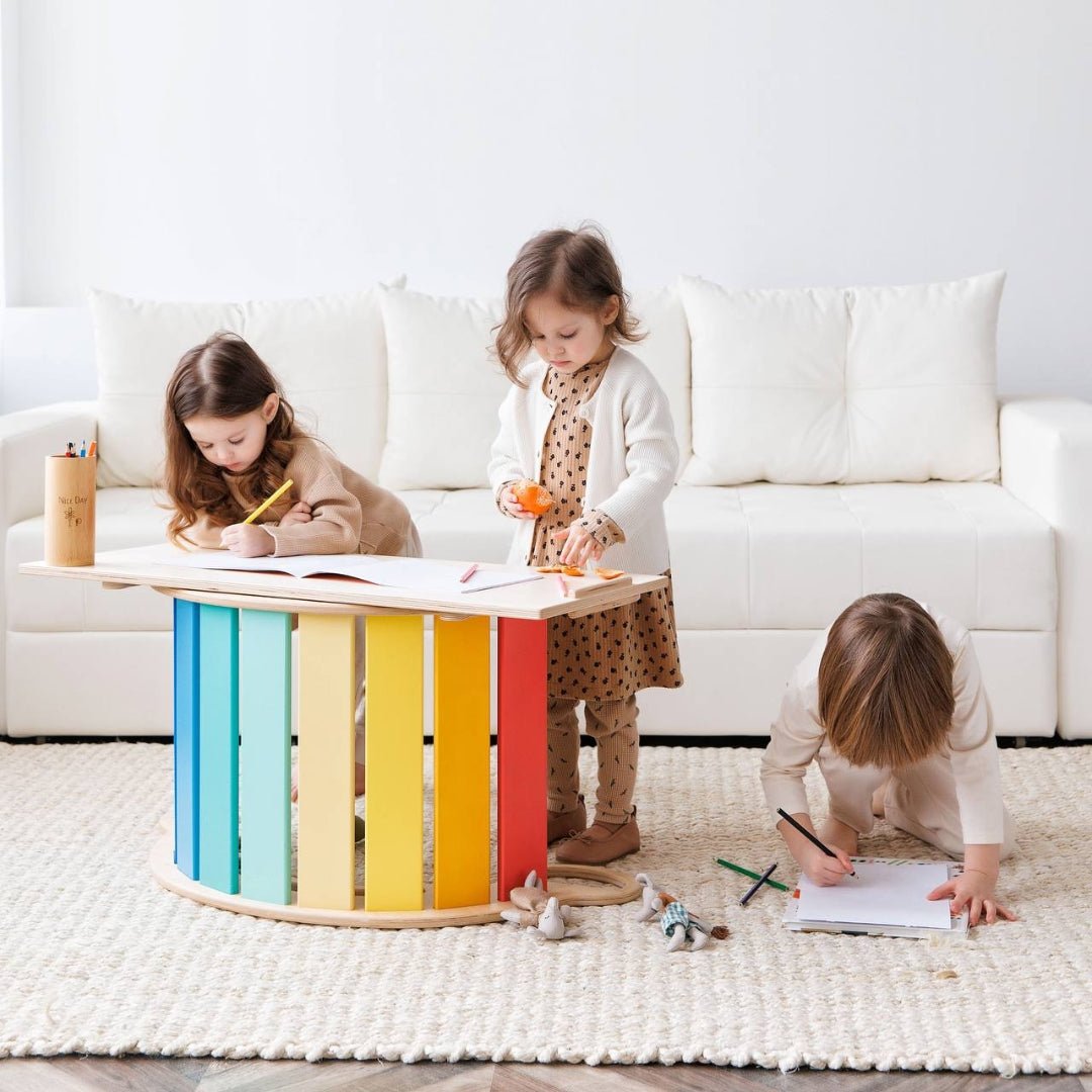 Kletterdreieck und Bogenwippe + 2x Rutsche SET | Bunt - Juniorito