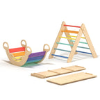 Kletterdreieck und Bogenwippe + 2x Rutsche SET | Bunt - Juniorito