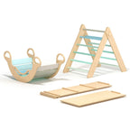 Kletterdreieck und Bogenwippe + 2x Rutsche SET | Mint - Juniorito