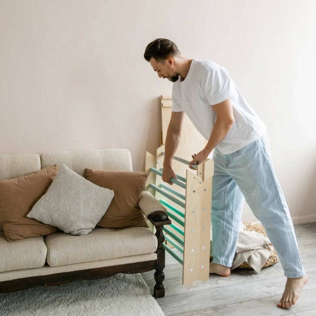 Kletterdreieck und Bogenwippe + 2x Rutsche SET | Mint - Juniorito