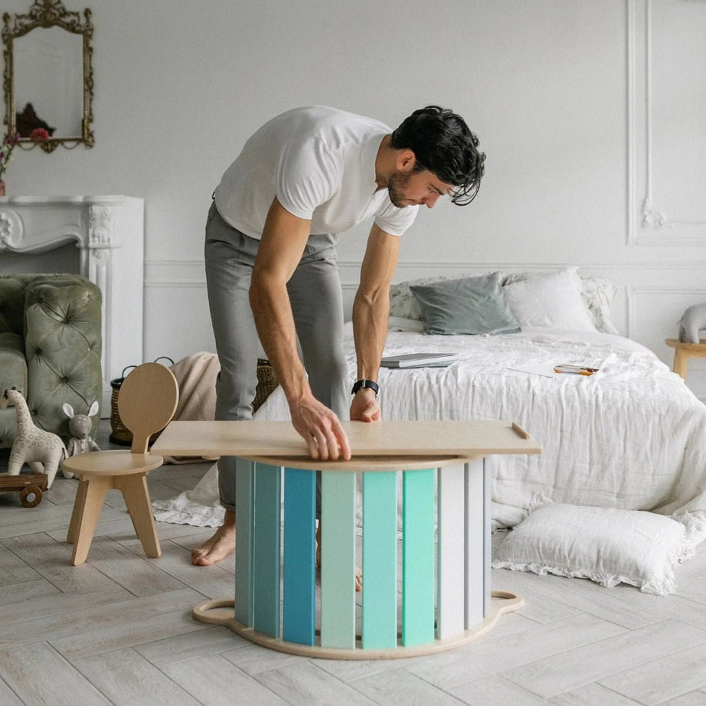 Kletterdreieck und Bogenwippe + 2x Rutsche SET | Mint - Juniorito