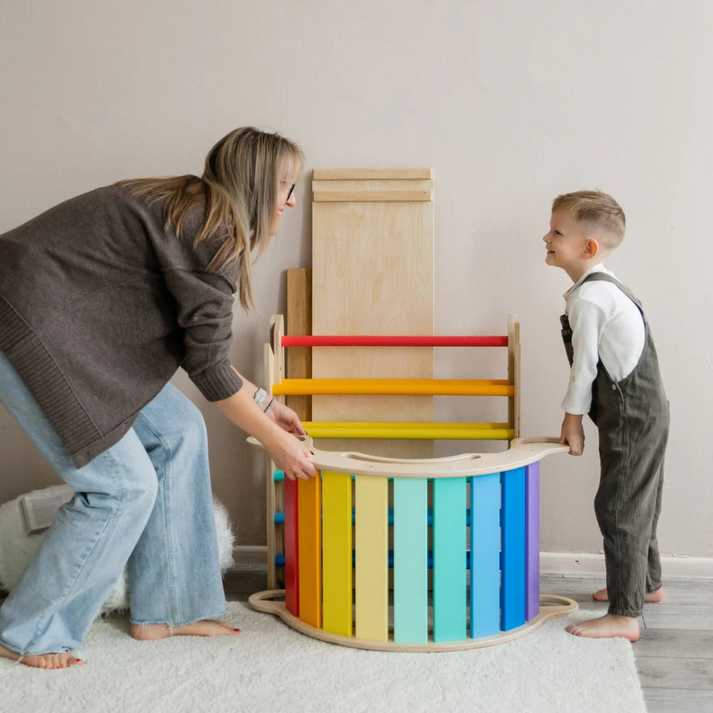 Kletterdreieck und Bogenwippe + Rutsche SET | Bunt - Juniorito