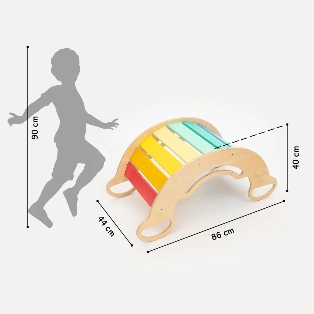 Kletterdreieck und Bogenwippe + Rutsche SET | Bunt - Juniorito