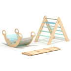 Kletterdreieck und Bogenwippe + Rutsche SET | Mint - Juniorito